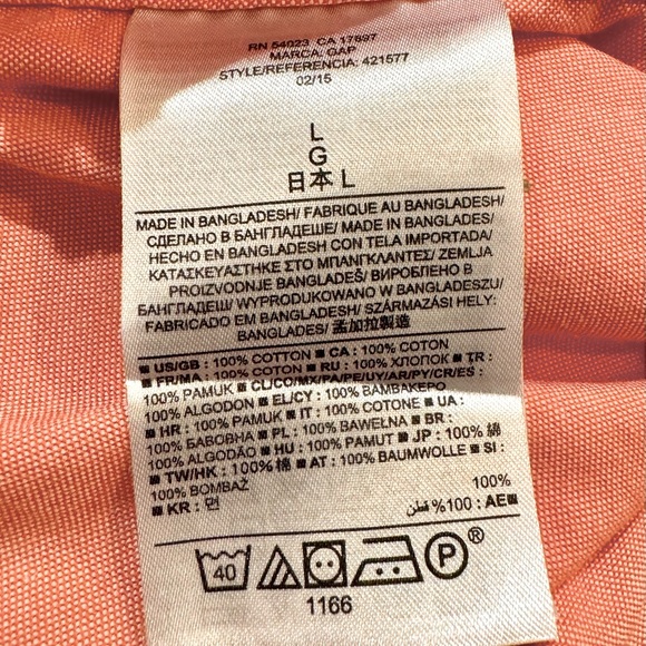 2 Men's CLASSIC OXFORD SHIRTS Hurley & GAP, Denim Blue and Coral. Both size L - Picture 15 of 15